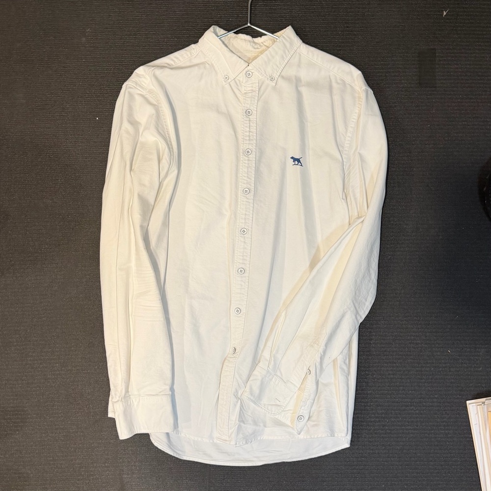 Rodd & Gunn Cream Button-Down Shirt with Blue Logo
